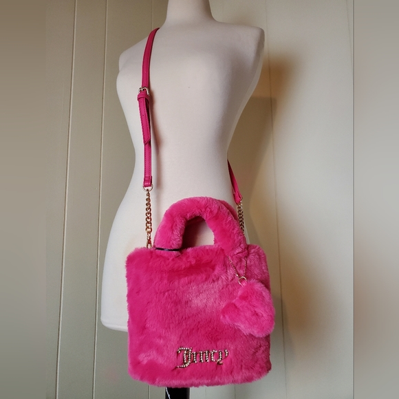 JUICY COUTURE hot pink free love fluffy mini tote - Picture 2 of 8